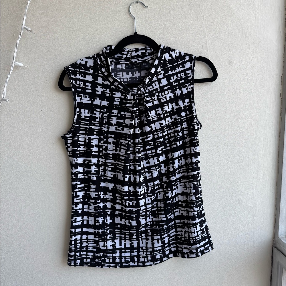 Tahari Black and White Blouse